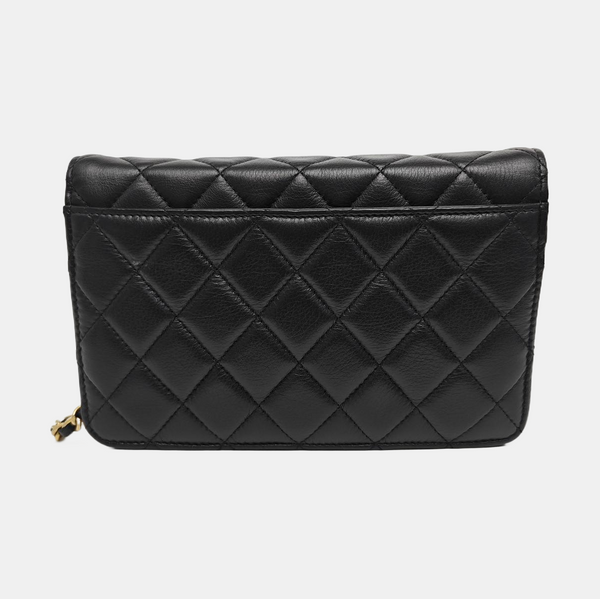 Quilted Calfskin Shoulder Bag Black
