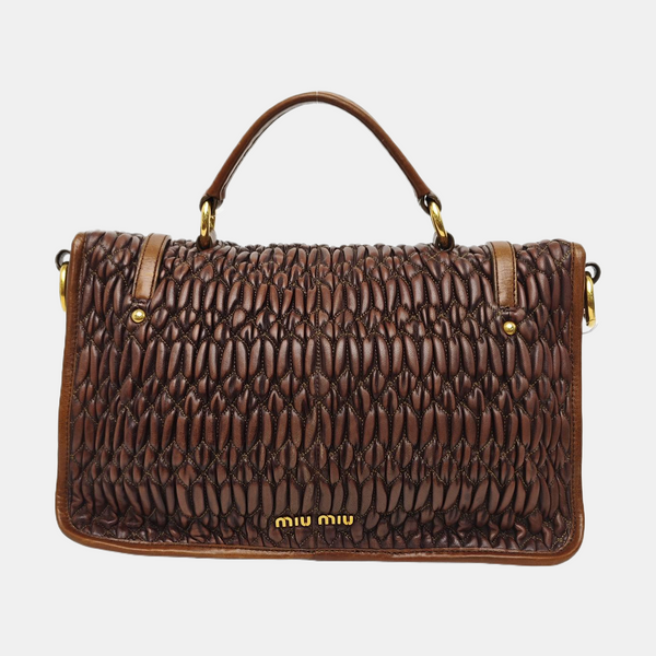 Crystal Quilted Lambskin Brown