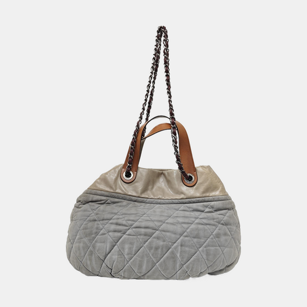 THE MIX Large Quilted Calfskin Gray