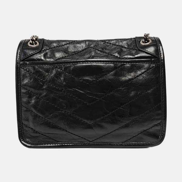 NIKI Small Chevron Calfskin Black