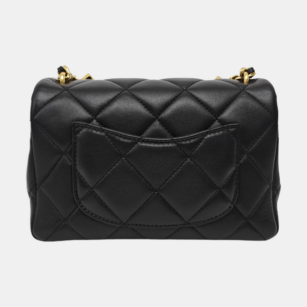 Quilted Lambskin Shoulder Bag Black
