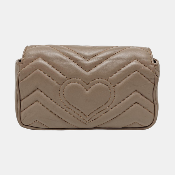 GG Marmont Mini Quilted Calfskin Beige