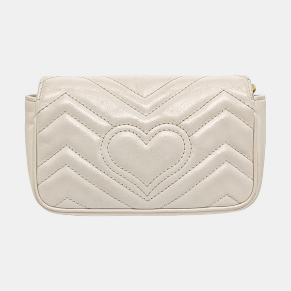 GG Marmont Mini Quilted Calfskin White