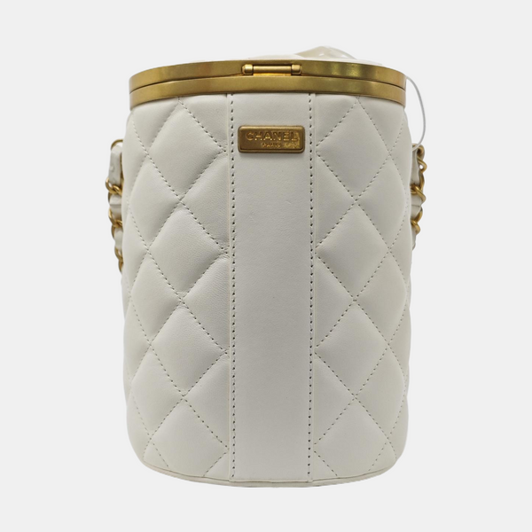 CROWN BOX VANITY Quilted Lambskin White