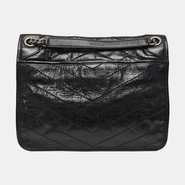 NIKI Medium Chevron Calfskin Black