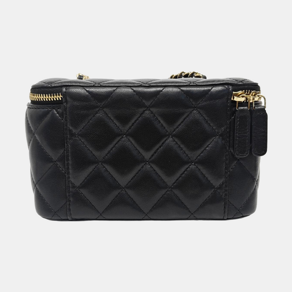 Quilted Lambskin Shoulder Bag Black