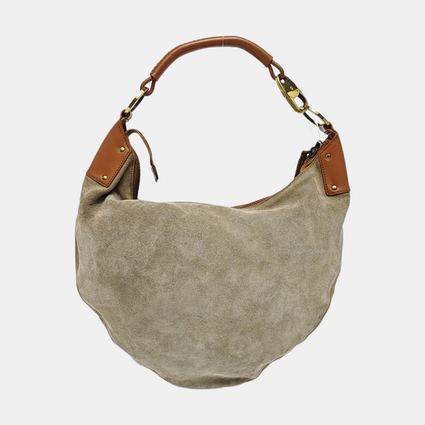 Suede Top Handle Bag Gray
