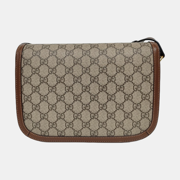Horsebit 1955 Medium Monogram Coated Canvas Beige