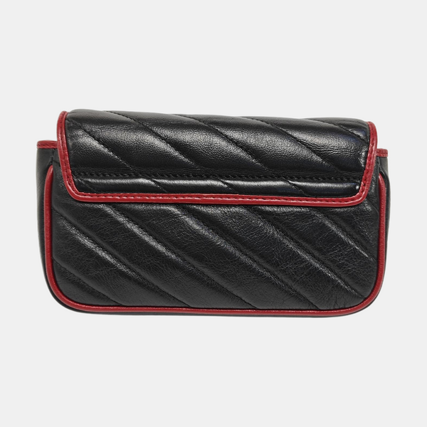 GG Marmont Super Mini Quilted Calfskin Black