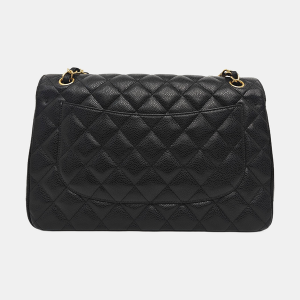 CLASSIC FLAP Jumbo Quilted Grained Calfskin Black
