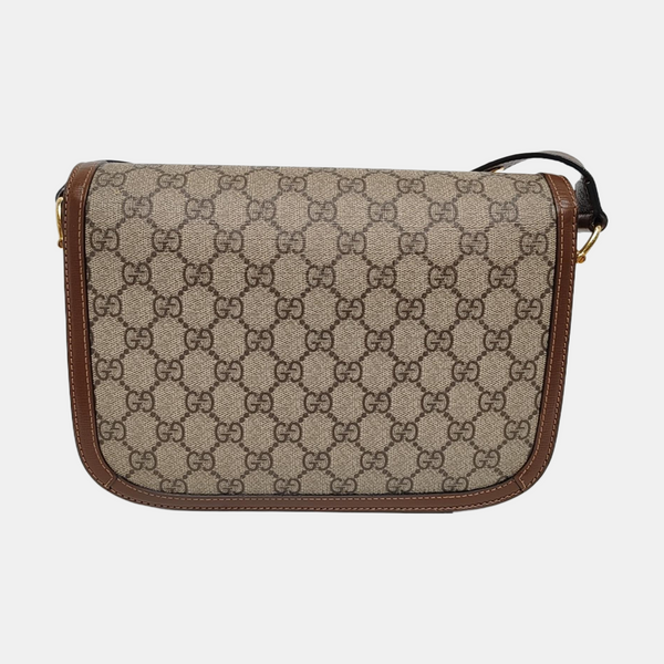 Horsebit 1955 Medium Monogram Coated Canvas Beige