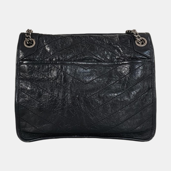 NIKI Medium Chevron Calfskin Black