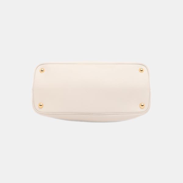 Double Medium Saffiano Calfskin White