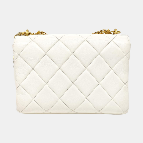 Quilted Lambskin Shoulder Bag Mini White