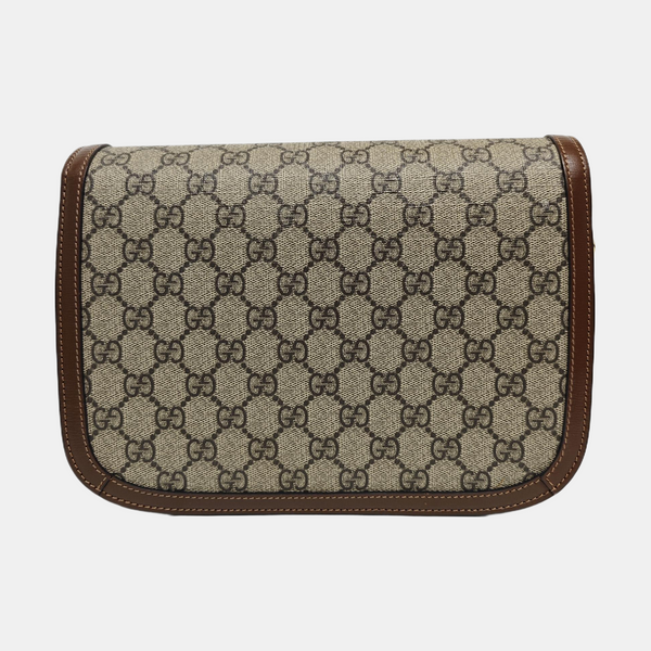 Horsebit 1955 Medium Monogram Coated Canvas Beige