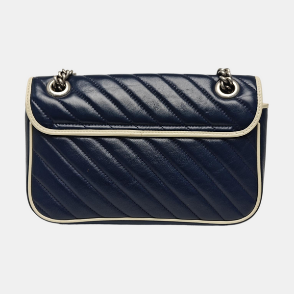 GG Marmont Medium Quilted Calfskin Blue