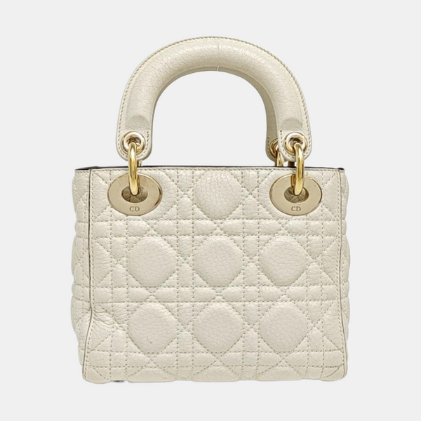 Lady Dior Mini Cannage Calfskin White