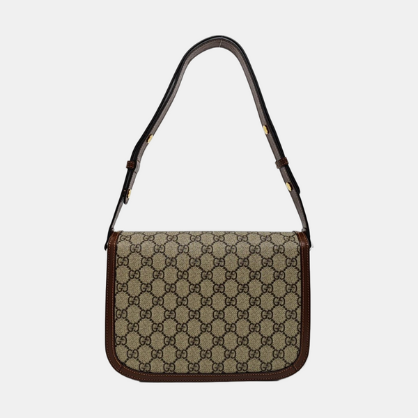 Horsebit 1955 Medium Monogram Coated Canvas Beige