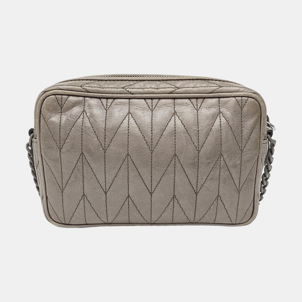 Quilted Lambskin Crossbody Bag Gray