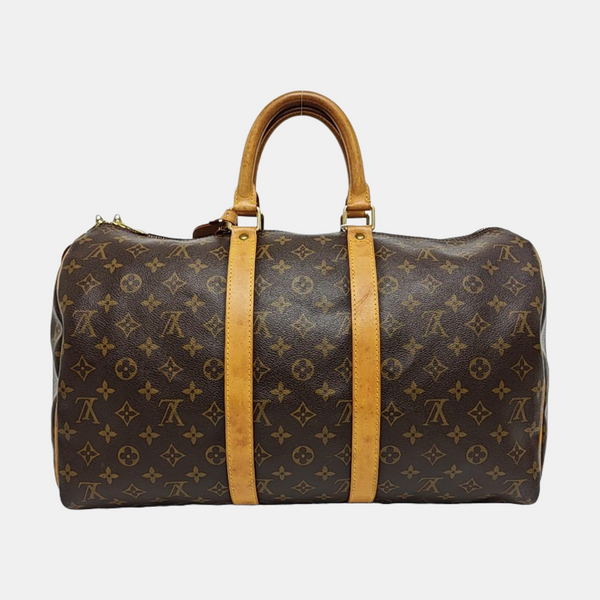KEEPALL 45 Monogram Coated Canvas Brown