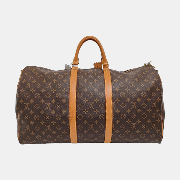 KEEPALL 55 Monogram Coated Canvas Brown