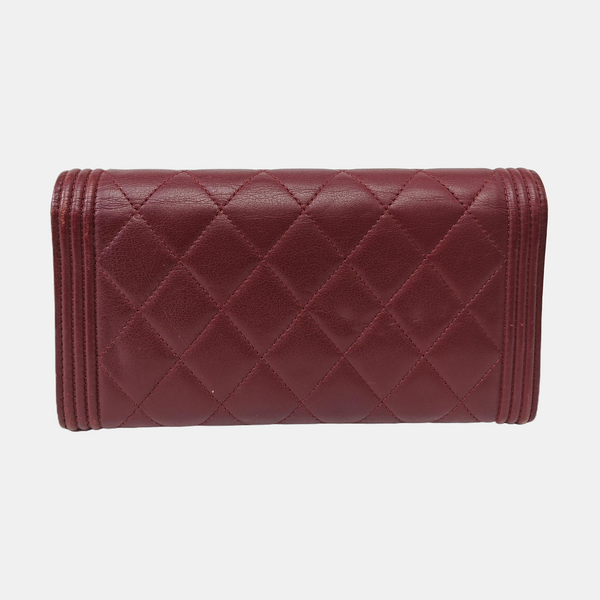 BOY CHANEL Mini Quilted Calfskin Red Wallet