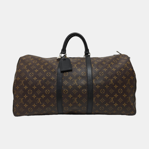 KEEPALL 55 Monogram Coated Canvas Brown