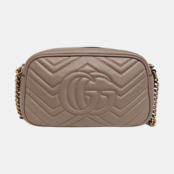GG Marmont Small Quilted Calfskin Beige