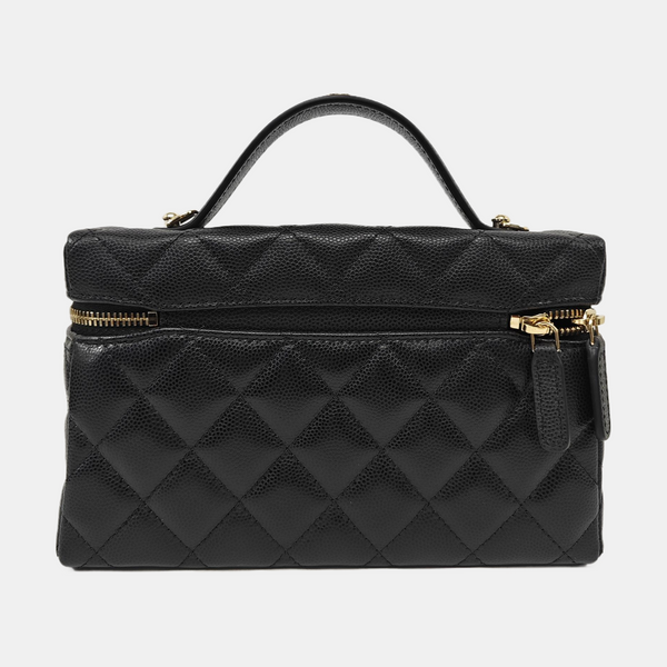 VANITY CASE Quilted Grained Calfskin Black