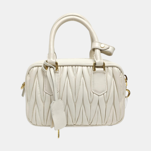 Arcadie Matelassé Mini Quilted Lambskin White