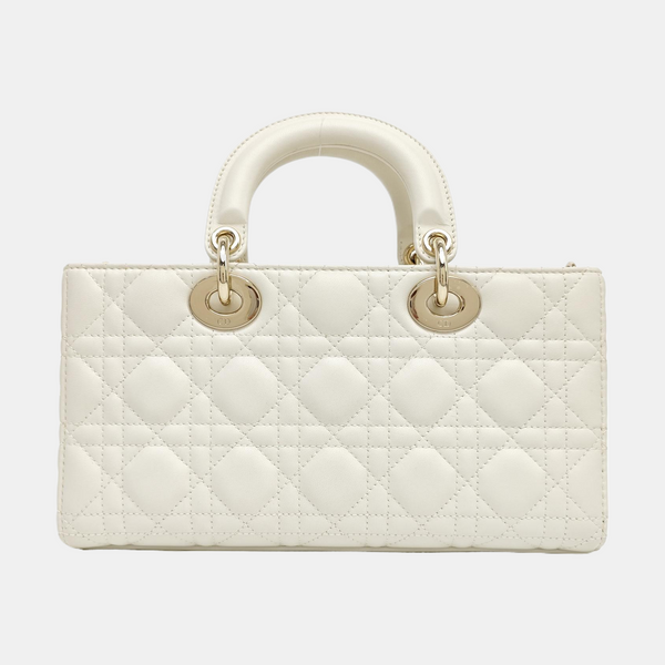Lady D-Joy Medium Cannage Lambskin White