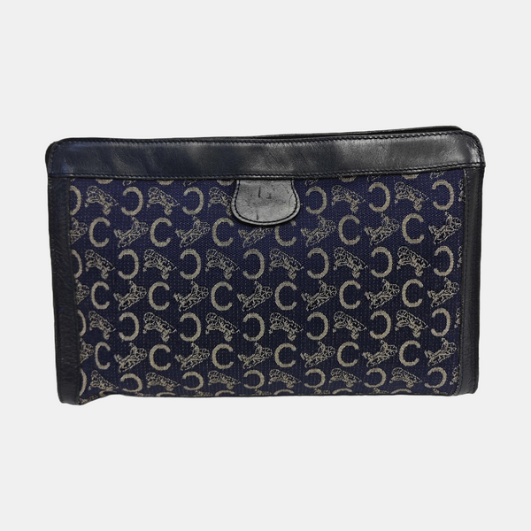 Coated Canvas Clutch Blue