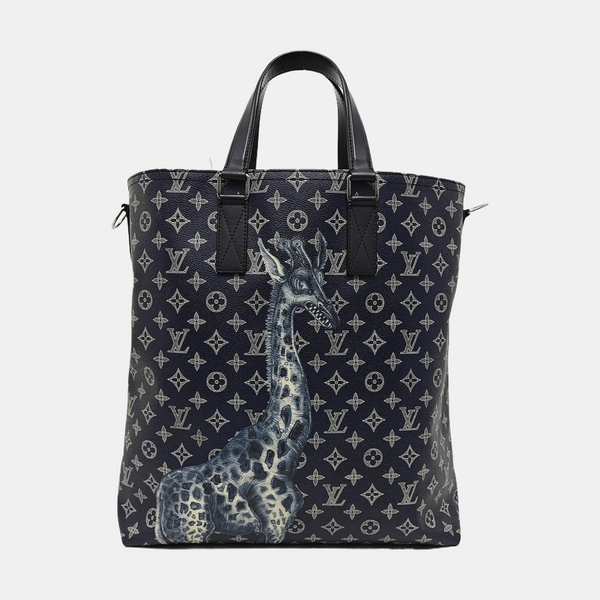 Monogram Coated Canvas Tote Bag Blue