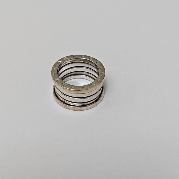 B.ZERO1 18k White Gold Silver Ring EU 50
