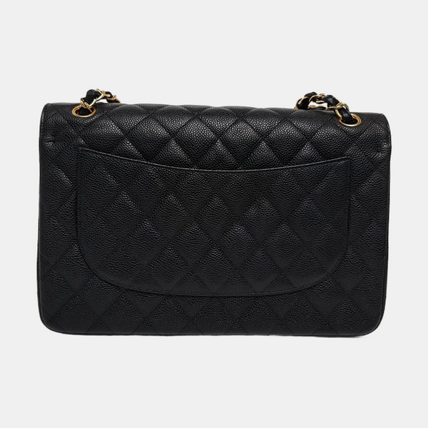 CLASSIC FLAP Jumbo Quilted Grained Calfskin Black