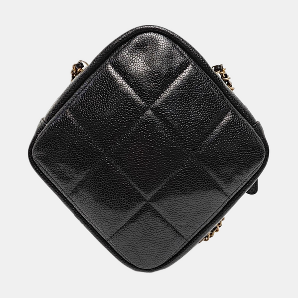 Diamond Quilted Grained Calfskin Black
