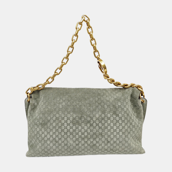 Monogram Suede Shoulder Bag Green
