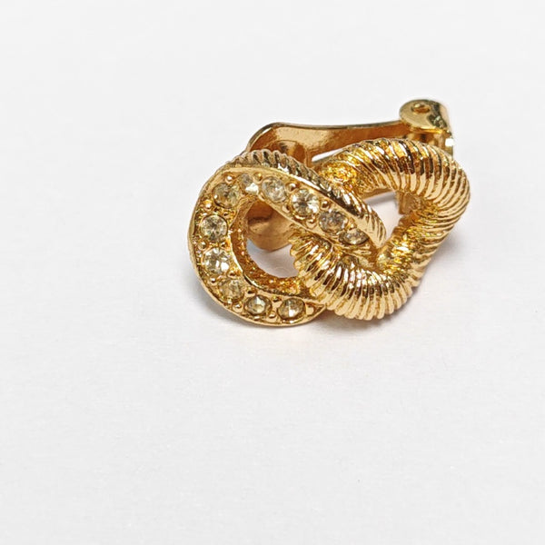 Twist Round Metal Gold Clip On Earrings