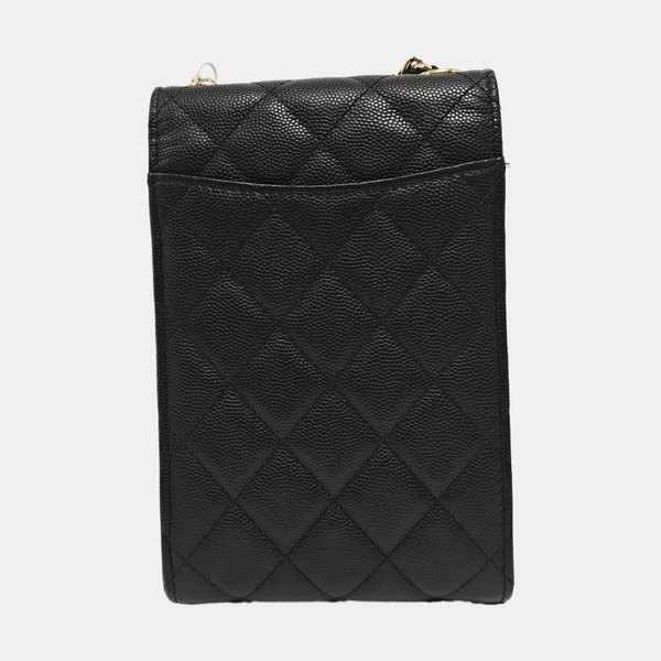 Grained Calfskin Shoulder Bag Black