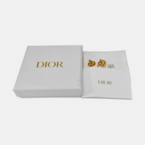 CD Navy Metal Gold Stud Earrings