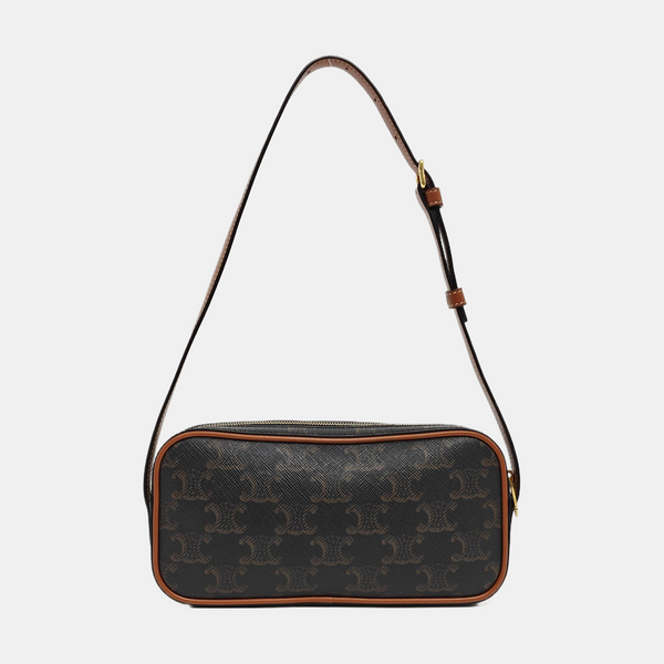 Coated Canvas Shoulder Bag Brown