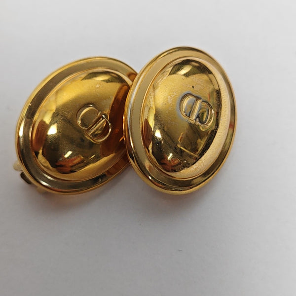 Petit CD Metal Gold Clip On Earrings