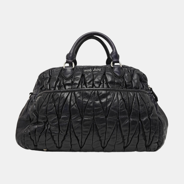 Quilted Lambskin Top Handle Bag Blue