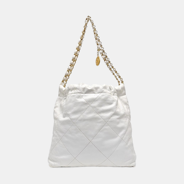 CHANEL 22 Small Quilted Calfskin White