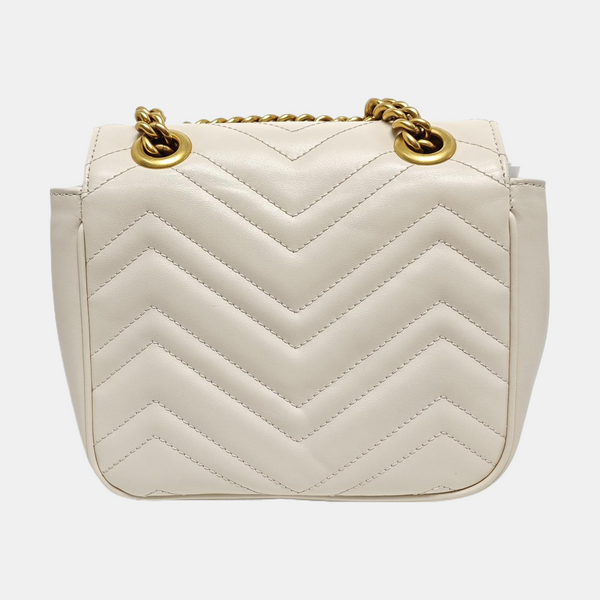 GG Marmont Mini Quilted Calfskin White