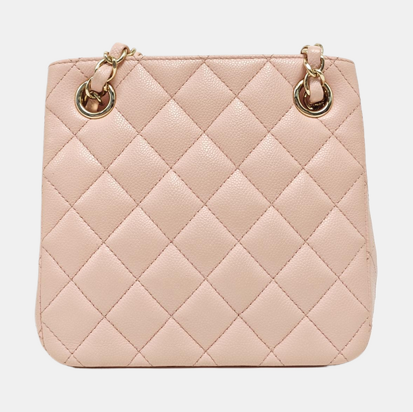 23P TOTE Quilted Grained Calfskin Pink