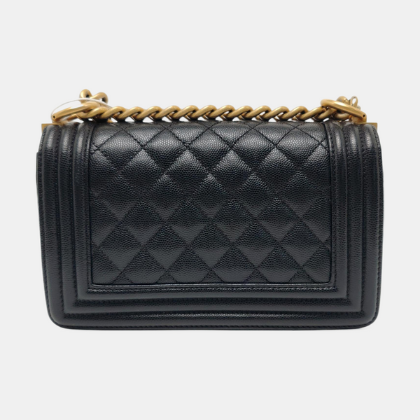 BOY CHANEL Small Quilted Grained Calfskin Black