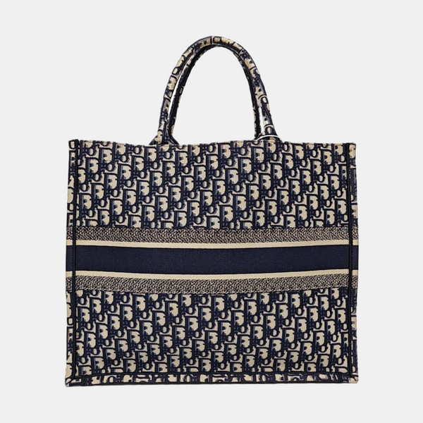 Book Tote Large Oblique Canvas Beige