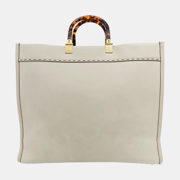 Bolsa Sunshine grande de piel de becerro blanca
