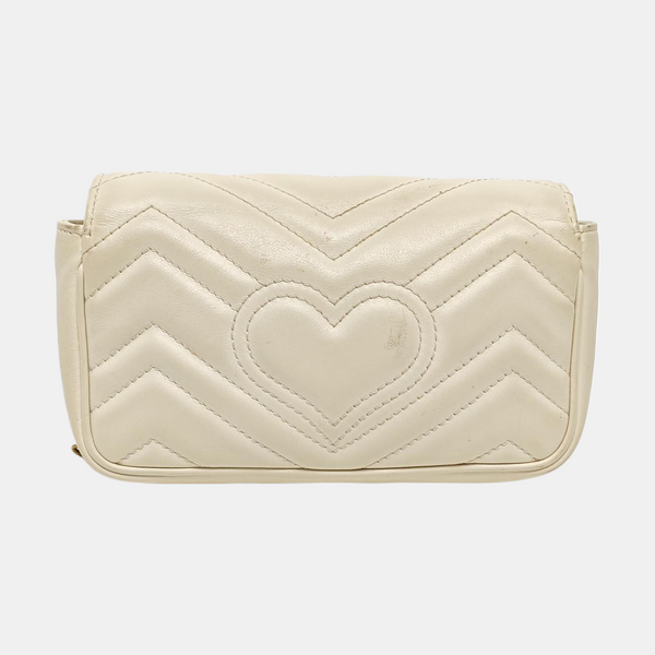 GG Marmont Mini Quilted Calfskin White